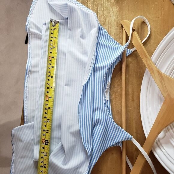 Zara Cute Small Stripped Blue White Cropped Top - Picture 5 of 6